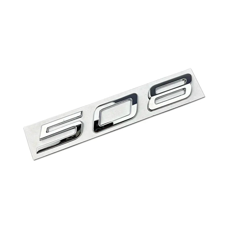 Logo Peugeot 208, 308, 408, 408X, 508 et 508L en ABS 3D, Emblème Lettres de Coffre Noir Brillant, Argent ou Gris