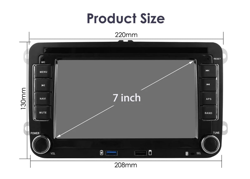 Autoradio Android Volkswagen Golf Polo Passat — vue arrière
