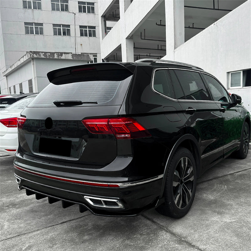Diffuseur de Pare-Chocs Arrière Volkswagen Tiguan MK2.5 R-Line 2021-2023 Noir Brillant ou Aspect Carbone