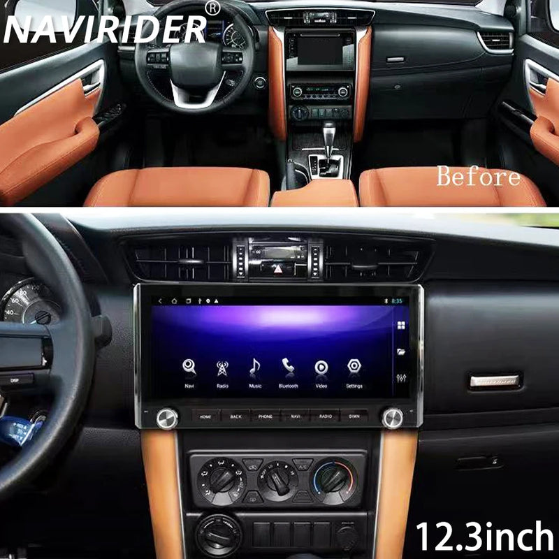 Autoradio Écran 12,3 Pouces Toyota Fortuner et Hilux 2015-2021 Android 14 CarPlay Sans Fil DSP