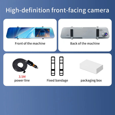 Dashcam Voiture 12 Pouces Double Objectif Vision Nocturne