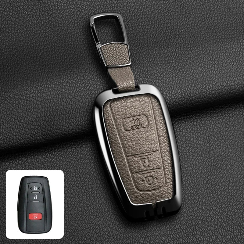 Étui de Protection Clé Toyota C-HR RAV4 Corolla Prius Camry Alliage de Zinc et Cuir