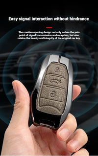 Étui de Protection Clé Peugeot Citroën Cuir et Alliage 207 307 308 407 607 807 C2 C3 C4 C5 C6 C8