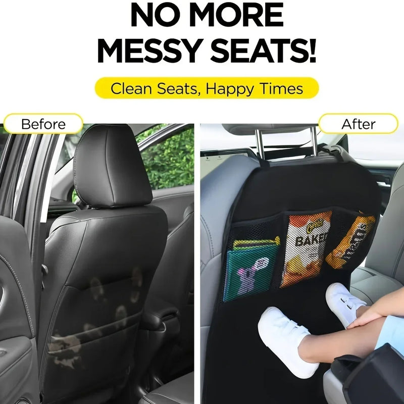 Car Seat Back Organizer Kick-Proof Protection 3 Pockets