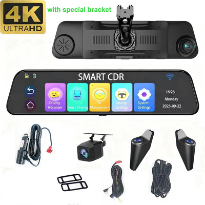 Dashcam Miroir 12 Pouces 4 Canaux 4K GPS BSD