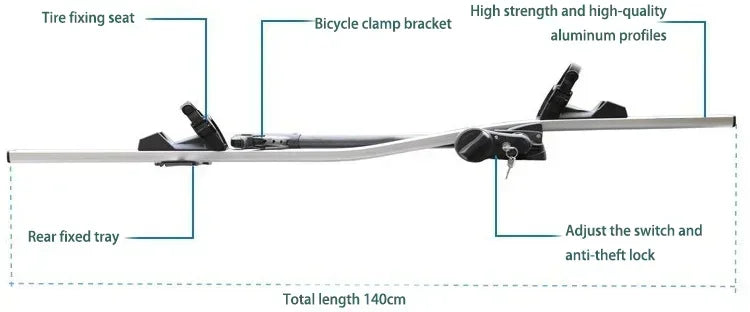 Porte-Vélo de Toit en Alliage d'Aluminium pour VTT et Vélo de Route avec Verrouillage Antivol, 6 Versions