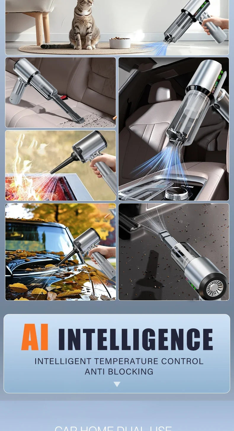 Aspirateur de Voiture CENRR Sans Fil 7500 mAh Écran LED Souffle et Gonfle Rechargeable