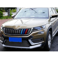 Baguettes de Calandre Skoda Kodiaq 2017-2021 Tricolores Bleu et Rouge en ABS, 6 Pièces à Clipser