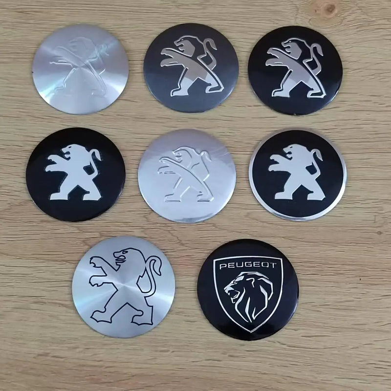 Autocollants Emblème de Moyeu Peugeot Lion 56 60 65 mm Lot de 4