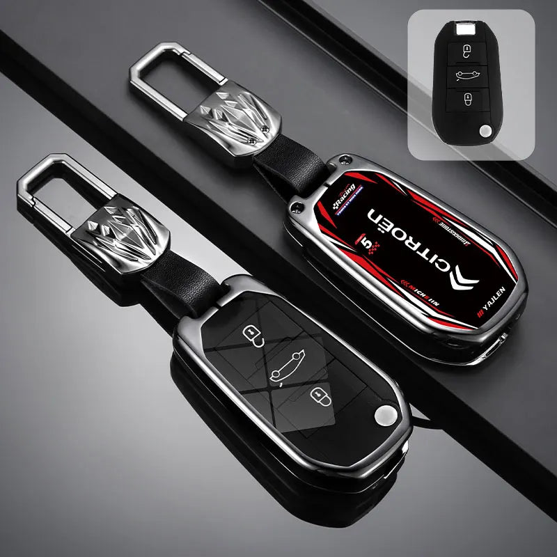 Étui de Protection Clé Citroën C3 C4 C5 Berlingo Picasso Alliage de Zinc Blanc ou Noir