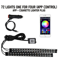Éclairage d'Ambiance LED RGB 72 Diodes Bluetooth Voiture