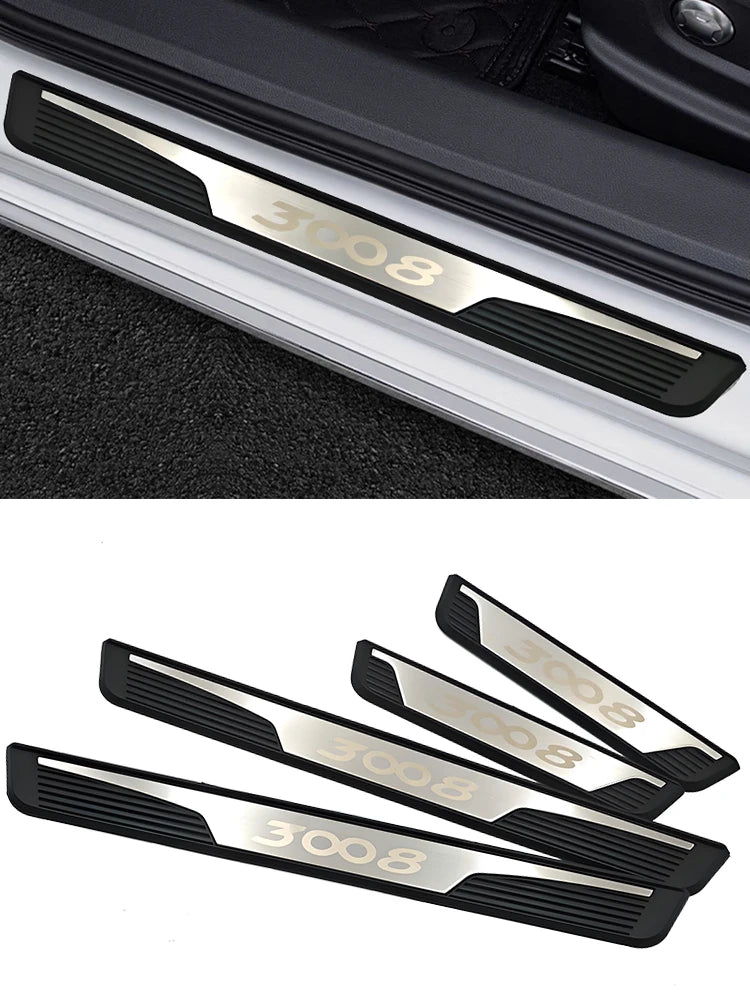 Plaques de Seuil d'Entrée Inox Peugeot 3008 2017-2020 Lot de 4