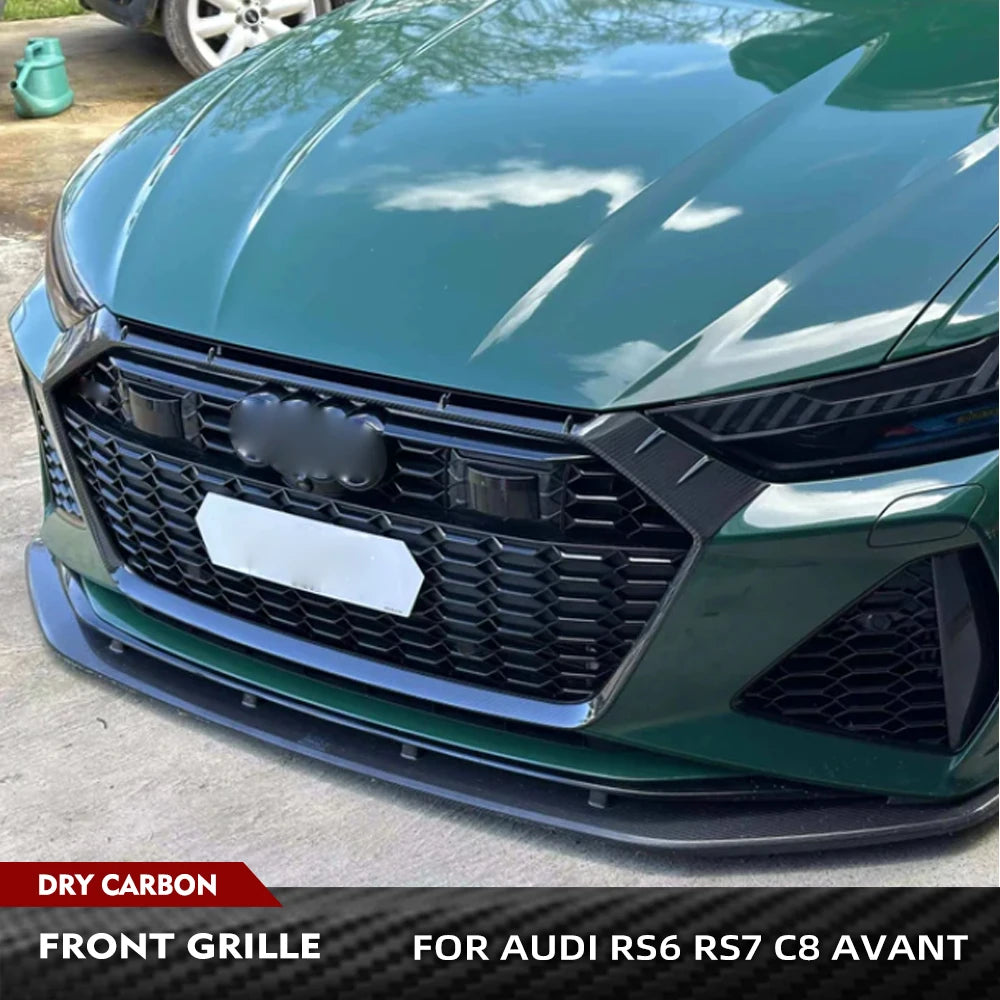 Cadre de Calandre en Carbone Sec Audi RS6 RS7 C8 Avant 2019-2023 Noir Brillant