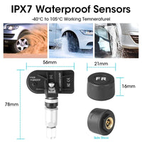 Capteurs TPMS USB Pression et Température 4 Roues Écran Android