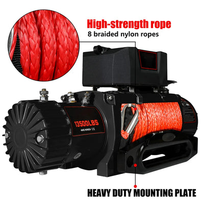 Treuil Électrique 13500 lbs 12V Corde Dyneema