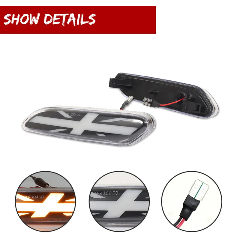 Clignotants Latéraux LED Dynamiques Mini Cooper R60 Countryman R61 Paceman 2011-2016 Union Jack Ambre