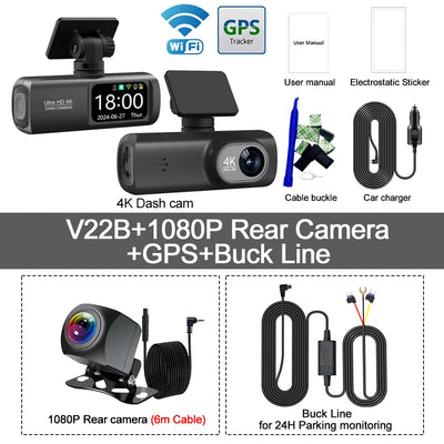 Dashcam Kocam V21 4K GPS Wi-Fi Double Objectif