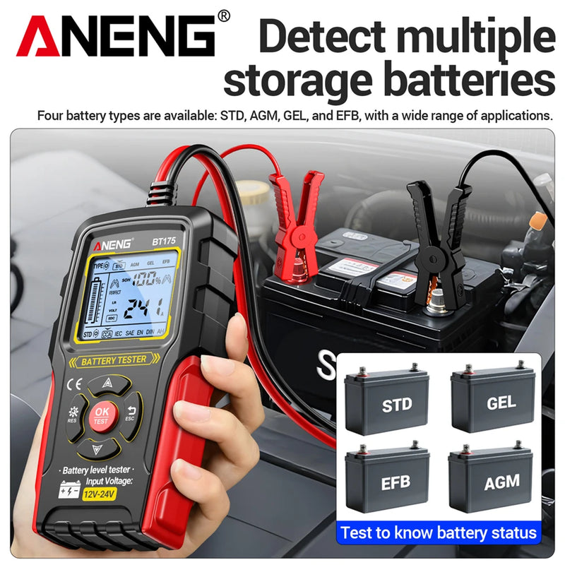 ANENG BT175 12V 24V Car Battery Tester 50-1999 CCA