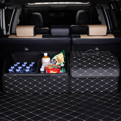 Boîte de Rangement de Coffre Voiture Cuir Pliable