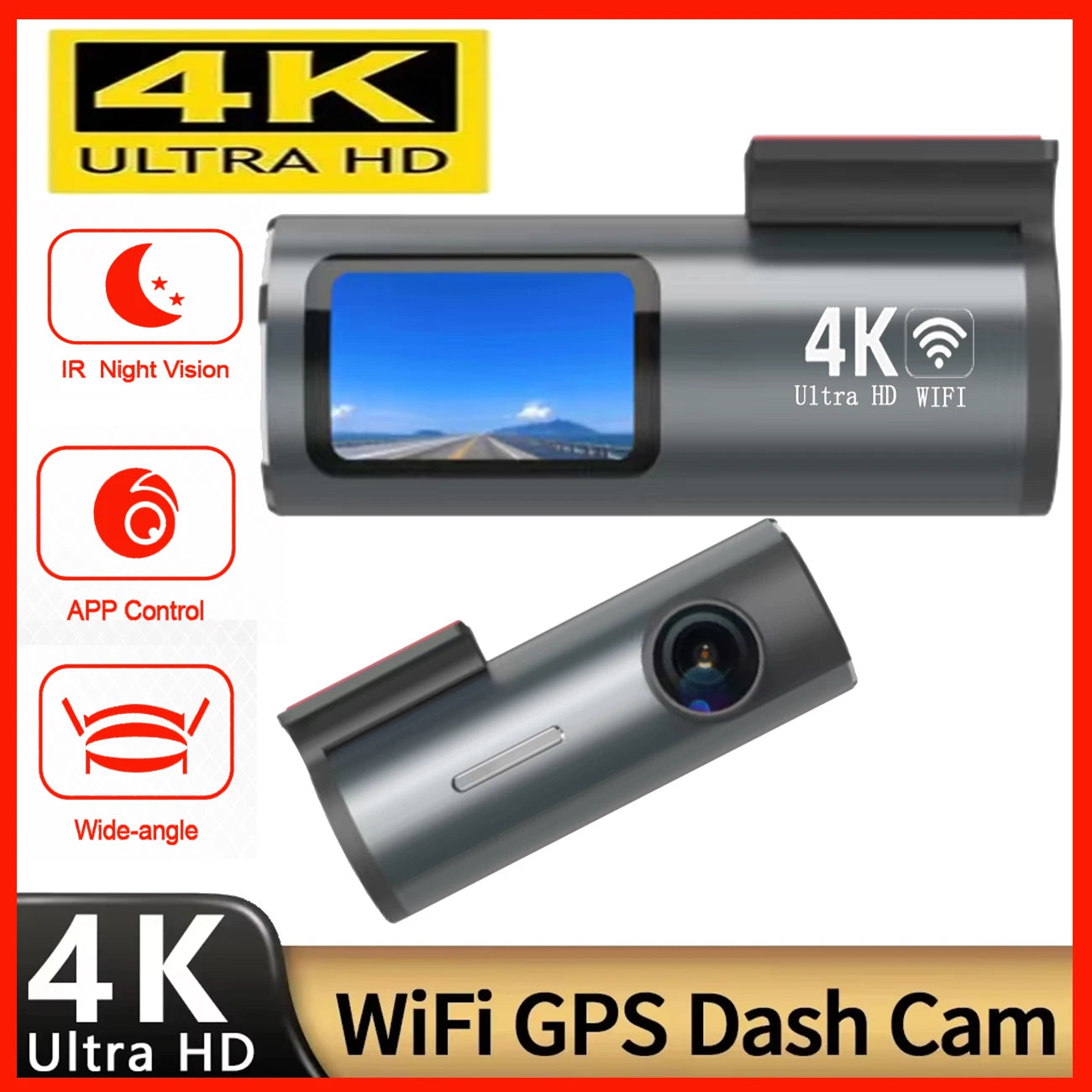 Dashcam 4K Double Objectif GPS WiFi Vision Nocturne