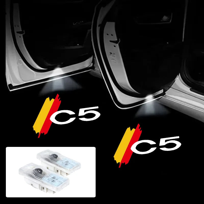 Projecteur Porte Citroën C5 2010-2016 LED, Lot de 2, 7 Motifs, Remplacement Direct
