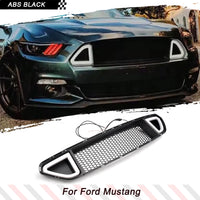 Calandre Ford Mustang 2015-2017 Nid d'Abeille Noir Mat Éclairage LED Style Course