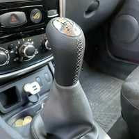 Pommeau de Vitesse Dacia Sandero, Logan, Duster et Renault Clio 3, 5 Vitesses + R en Cuir, avec Adaptateur