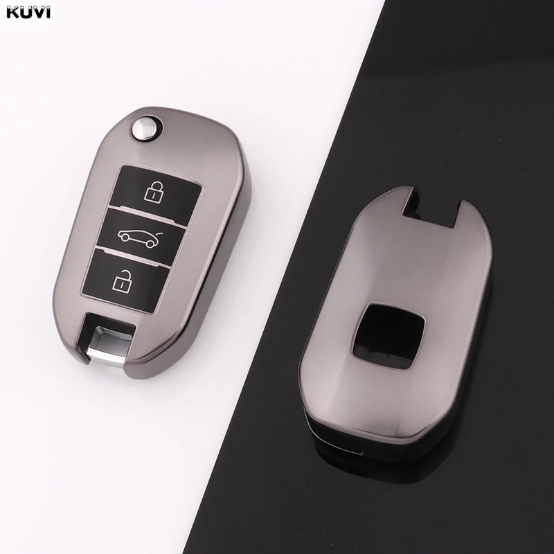 Étui de Protection Clé Peugeot 208 308 3008 5008 Citroën C3 C4 Gris Anthracite Clé à Rabat