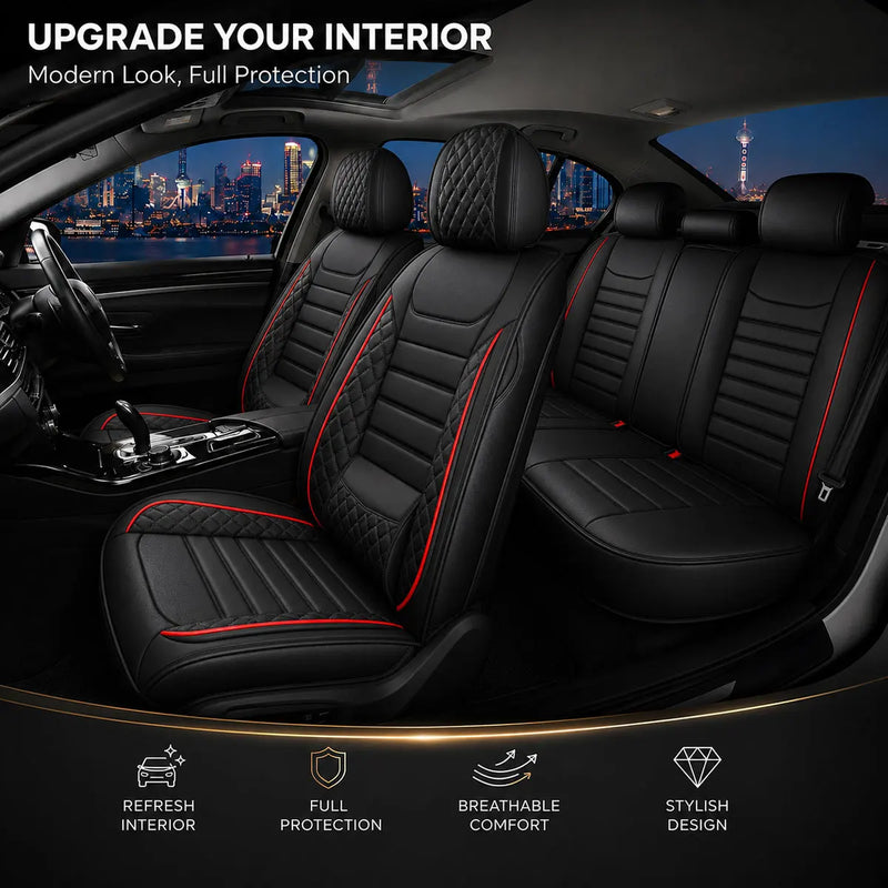 Housses de Siège Cuir PU Hyundai Tucson Kona i20 i30 i10 Santa Fe Bayon Nexo 5 Places Airbag Compatible Imperméables