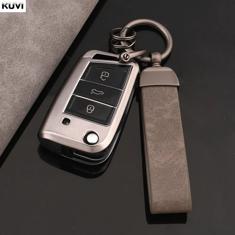 Étui de Protection Clé Volkswagen Polo Golf 7 Tiguan Skoda Octavia Kodiaq Karoq Seat Ateca Gris