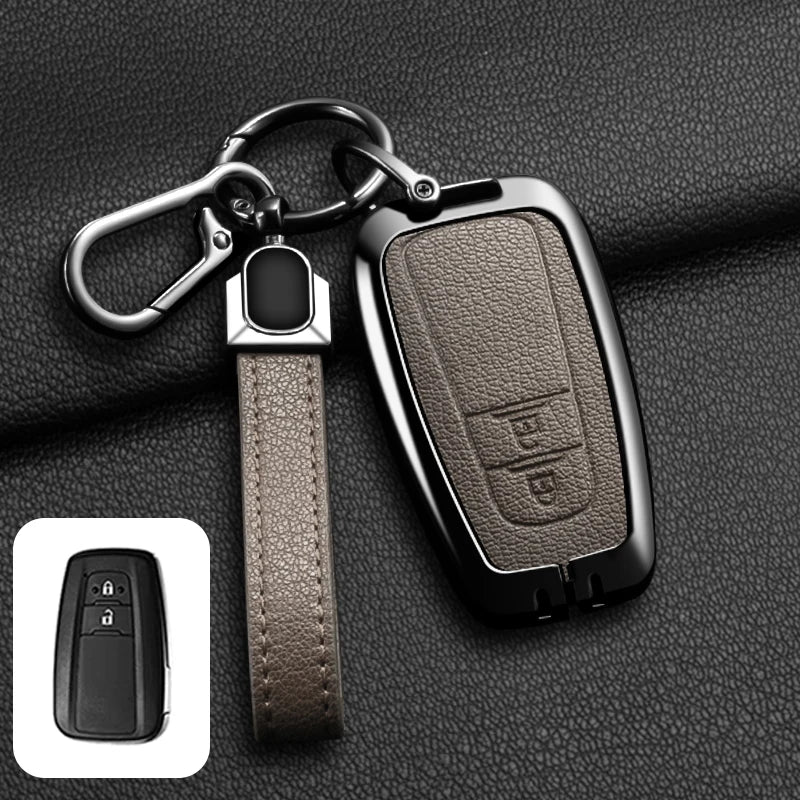 Étui de Protection Clé Toyota C-HR RAV4 Corolla Prius Camry Alliage de Zinc et Cuir