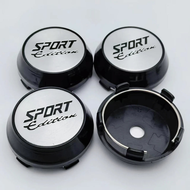 Cache-Moyeux Universels Édition Sport 60mm Noir Argent — exemple de montage