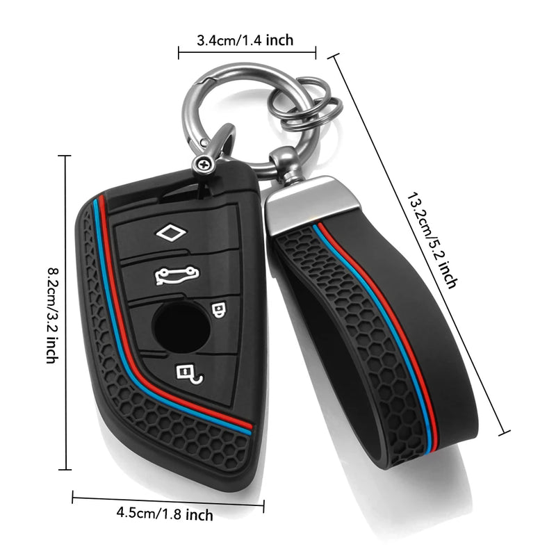 Coque de Clé Silicone BMW Série 1 2 3 4 5 6 7 X1 X3 X5 X7 F10 F20 F30 G20 G30 avec Dragonne