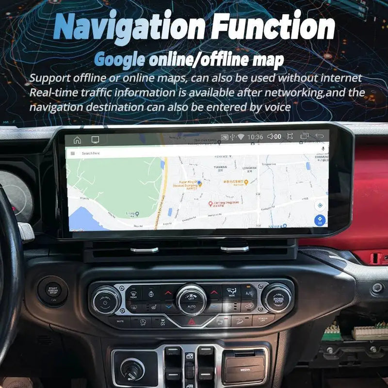Autoradio Android Écran QLED Jeep Wrangler JL 2018-2022 CarPlay Sans Fil GPS 4G