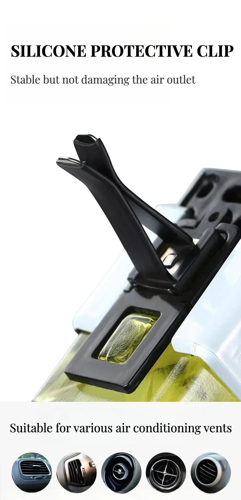 Désodorisant Voiture Clip Grille d'Aération Flacon Réglable 6 Senteurs