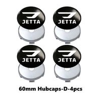 Cache-Moyeux Volkswagen Jetta 56 et 60 mm avec Autocollants Adhésifs, Lot de 4, Noir ou Argent