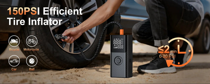 Booster de Batterie Voiture 2500A 4 en 1 Compresseur 150 PSI