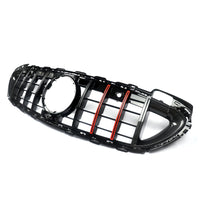 Calandre Panamericana Mercedes Classe C W206 2021-2023 Noir Brillant Barres Rouges Look Carbone