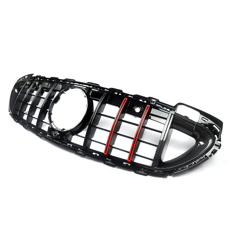 Calandre Panamericana Mercedes Classe C W206 2021-2023 Noir Brillant Barres Rouges Look Carbone