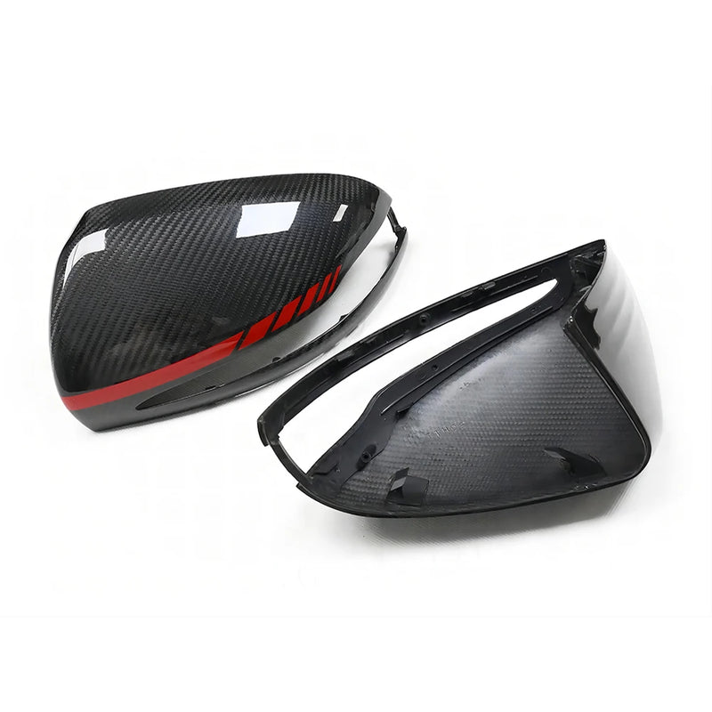 Coque de Rétroviseur Mercedes GLC X253, EQA, EQB X243, EQC N293 en Carbone Véritable de Remplacement, Sec, Forgé ou Liseré Rouge