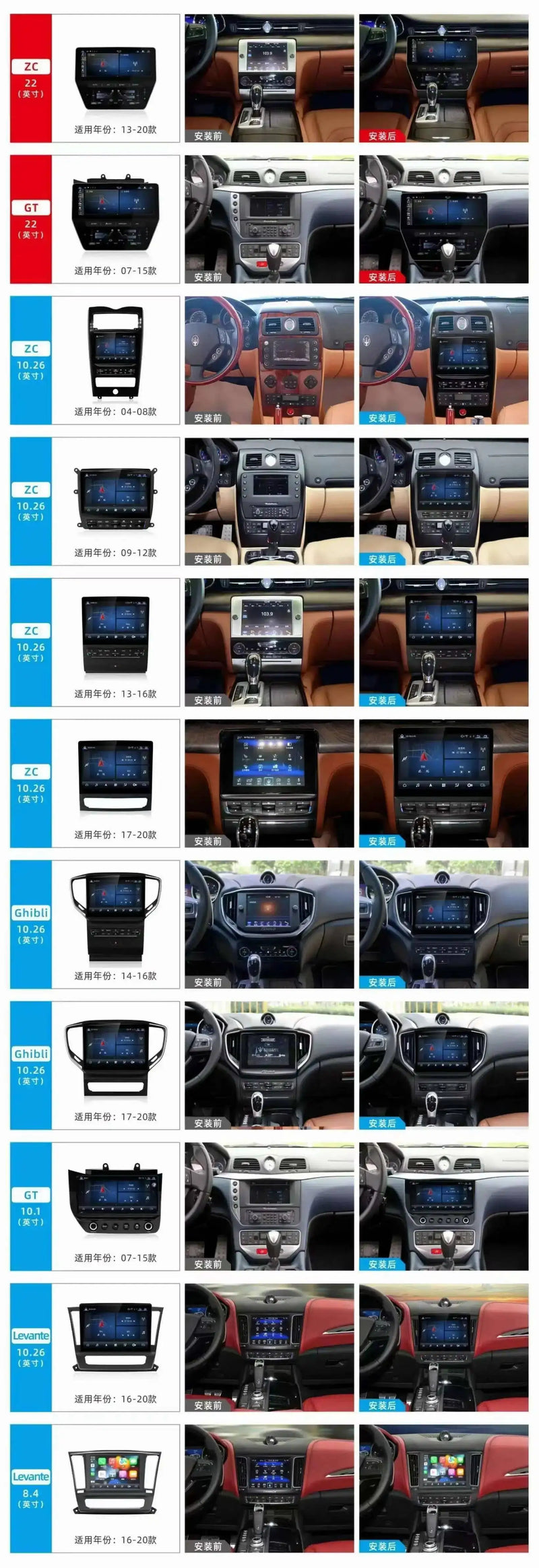 Autoradio Android 13 Maserati Quattroporte 2013-2020 Écran 12,3 Pouces CarPlay GPS 4G