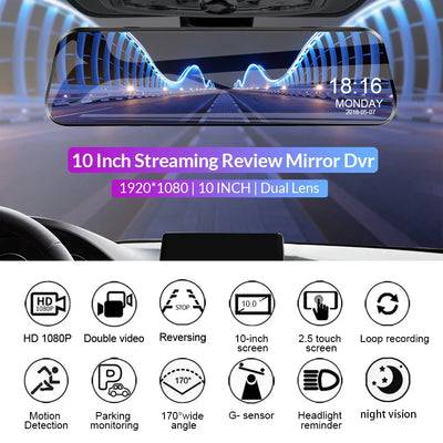 Dashcam Miroir 1080P Écran Tactile Double Caméra