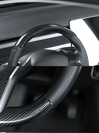 Couvre Volant Tesla Model 3 2017-2023 et Model Y 2020-2024 en Fibre de Carbone, Partie Haute ou 2 Pièces