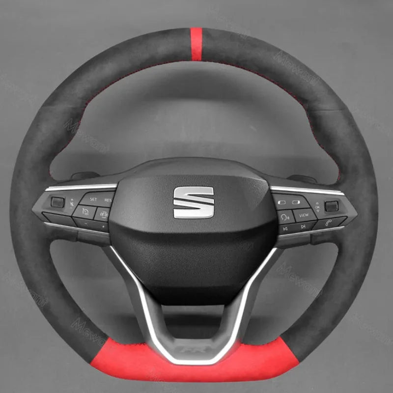 Couvre Volant à Coudre Seat Leon, Cupra Leon, Ateca, Tarraco 2020-2026 Coutures Cuivre, Kit DIY