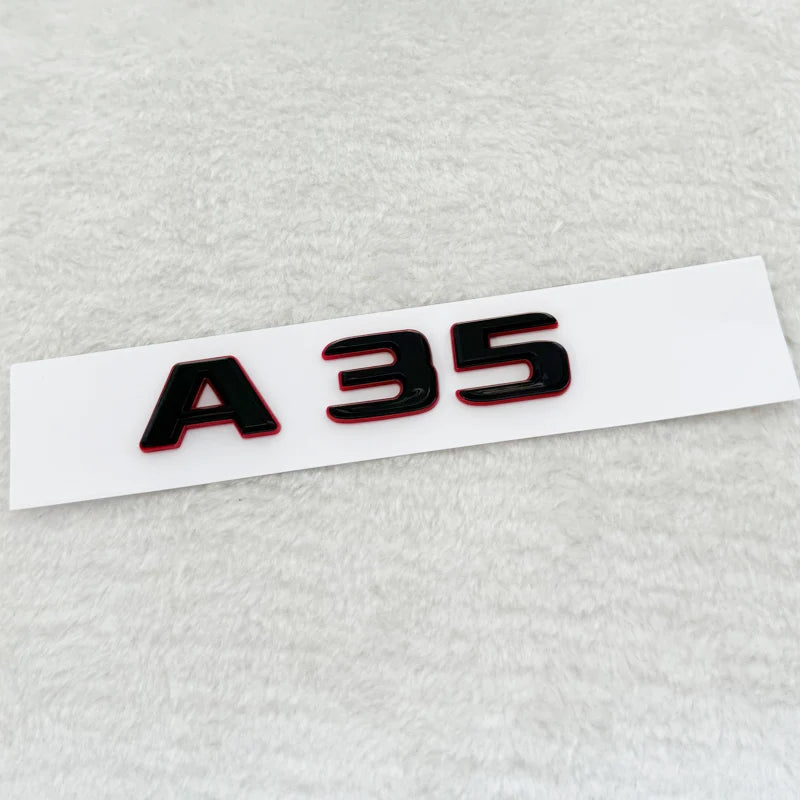 Emblème 3D Mercedes Classe A A35, A45, A45S, A200 à A300, Turbo 4Matic, Noir à Liseré Rouge