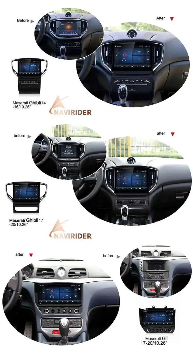 Autoradio Android 13 Maserati Quattroporte 2013-2020 Écran 12,3 Pouces CarPlay GPS 4G