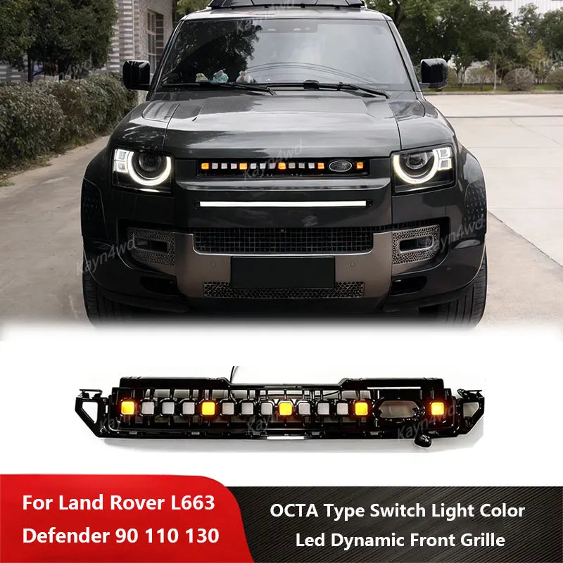 Calandre LED Dynamique Land Rover Defender L663 90 110 130 2020-2026 Type OCTA Jaune Blanc