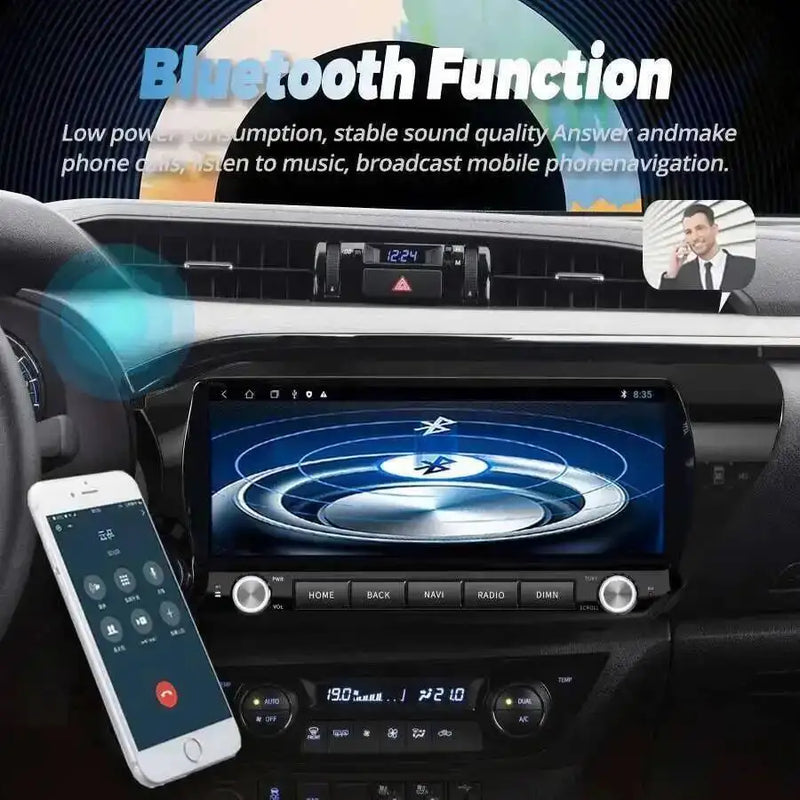 Autoradio Android Écran QLED 12,3 Pouces Toyota Hilux 2015-2023 CarPlay Sans Fil GPS 4G