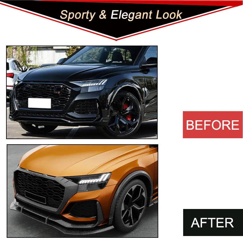 Cadre de Calandre en Carbone Audi RS Q8 RSQ8 2020-2023 Tissage Sergé 2x2 Noir Brillant