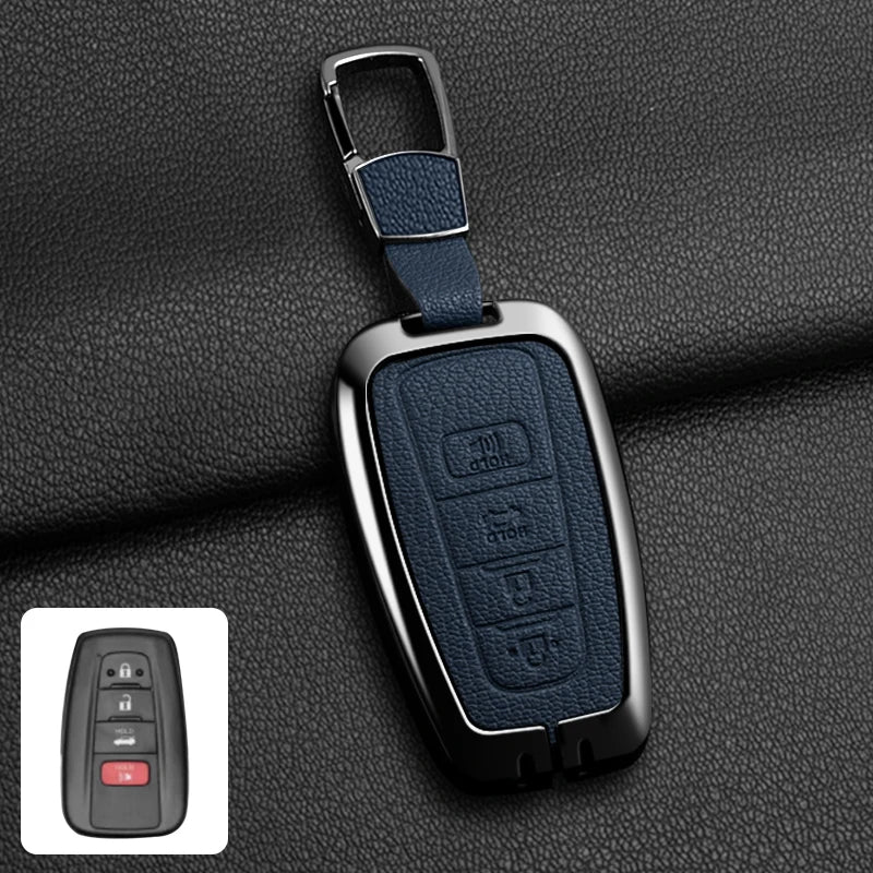Étui de Protection Clé Toyota C-HR RAV4 Corolla Prius Camry Alliage de Zinc et Cuir